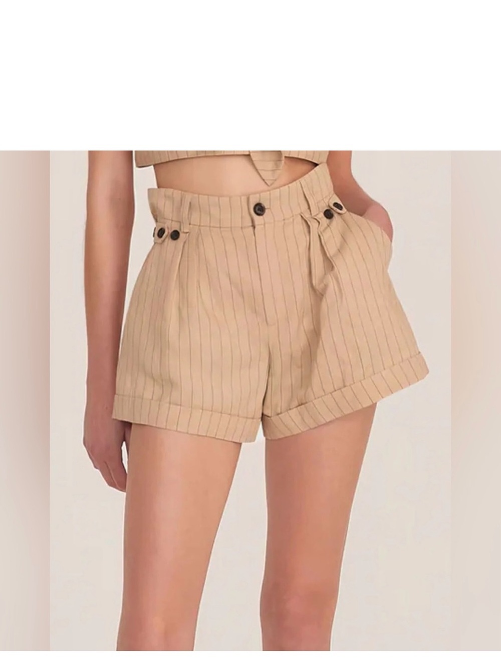 Marissa Webb NWT Shorts Khaki Tan Striped Kenny Pinstripe Short